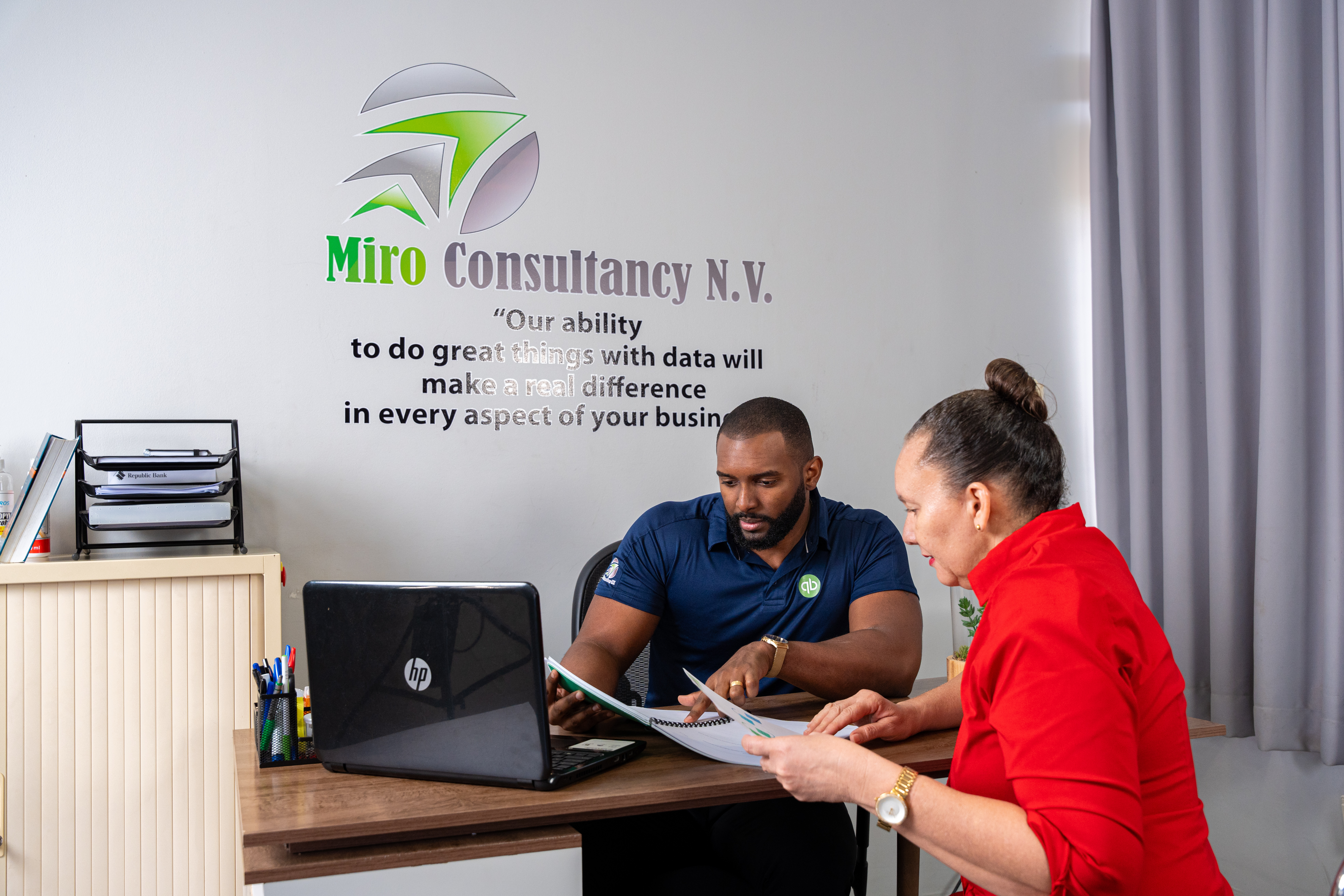 Accounting professionals analyzing data